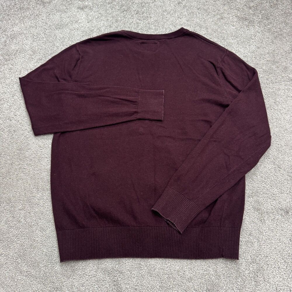 American Eagle Outfitters Cotton Pullover Sweater Mens Medium Maroon V-Neck Knit - Picture 2 of 11
